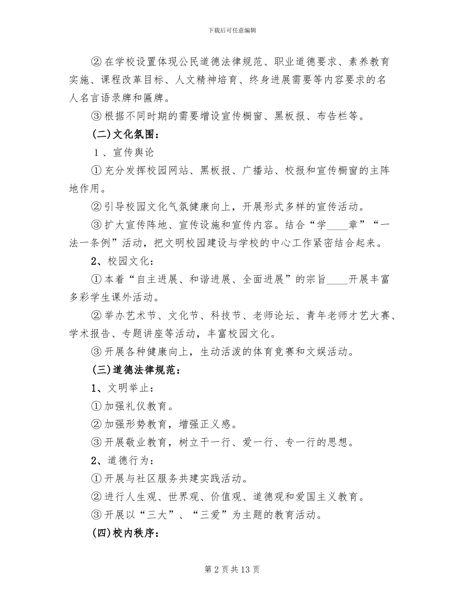 小学校园文化建设方案范本(5篇)_第2页