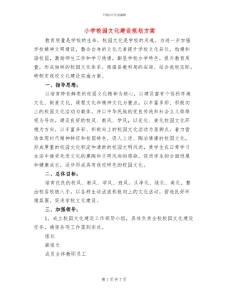 小学校园文化建设规划方案(2篇)