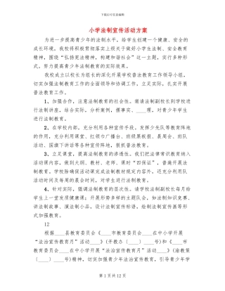 小学法制宣传活动方案