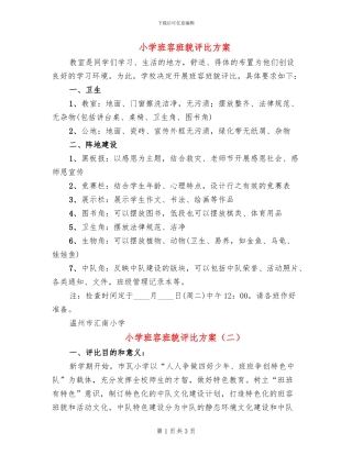 小学班容班貌评比方案