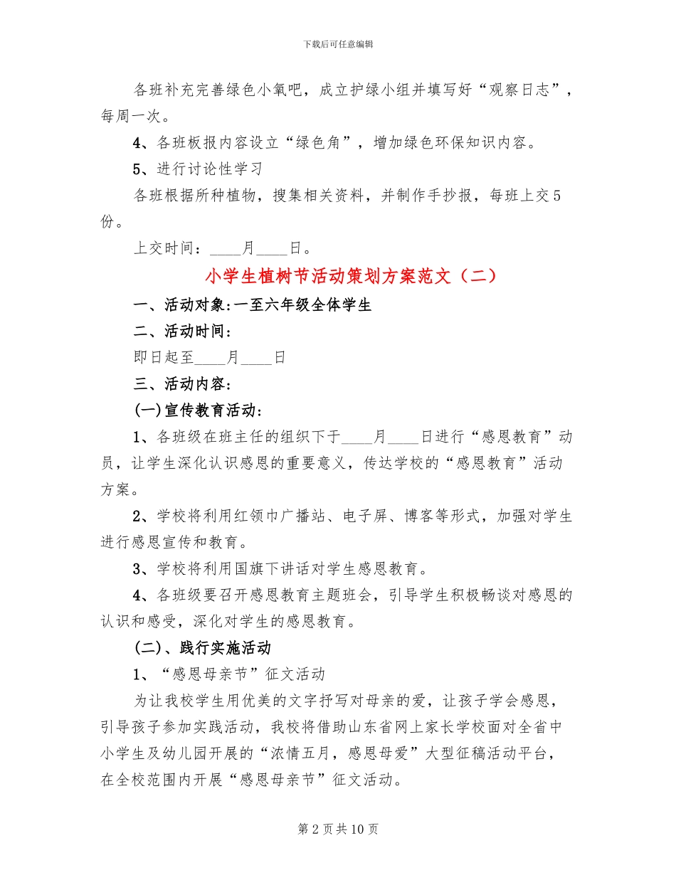 小学生植树节活动策划方案范文_第2页