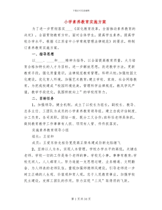 小学素质教育实施方案