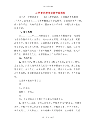 小学素质教育实施方案模板