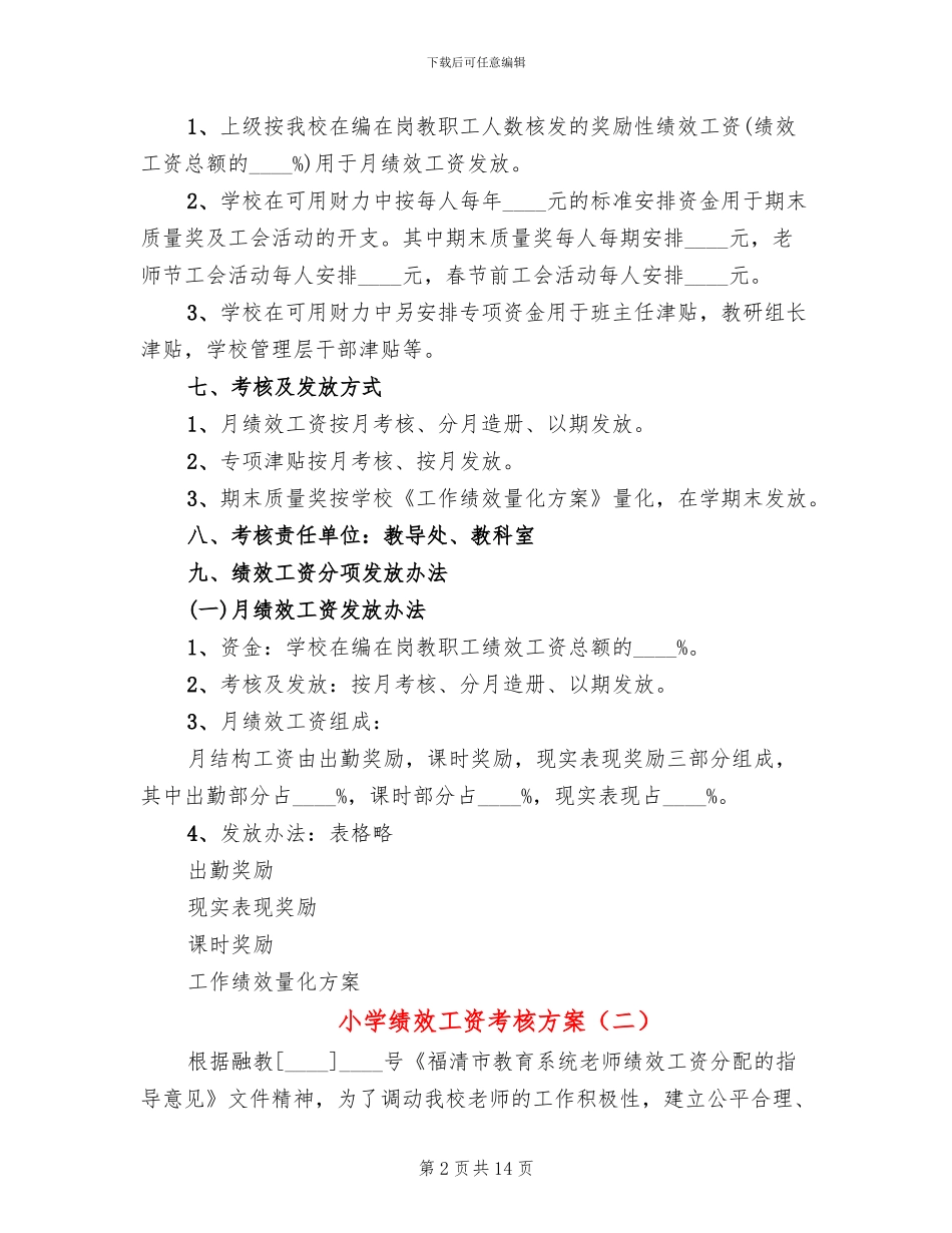 小学绩效工资考核方案_第2页