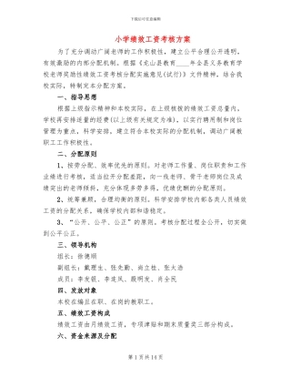小学绩效工资考核方案