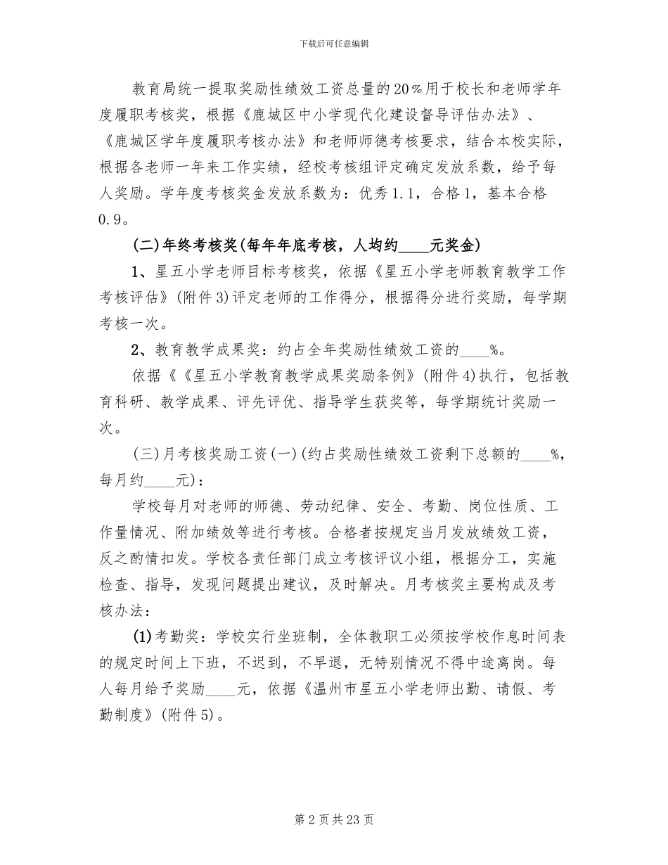 小学绩效工资实施方案_第2页