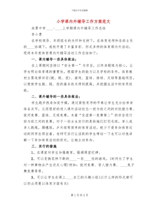 小学课内外辅导工作方案范文