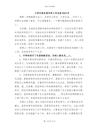 小学足球社团年终工作总结2024年