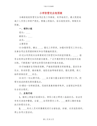 小学防雪灾应急预案