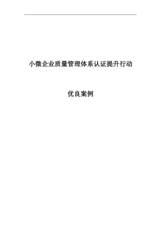 小微企业质量管理体系认证提升行动优良案例