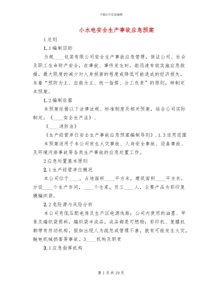 小水电安全生产事故应急预案