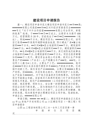 建设项目申请报告