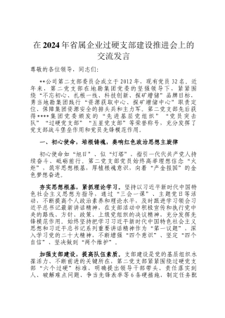 在2024年省属企业过硬支部建设推进会上的交流发言