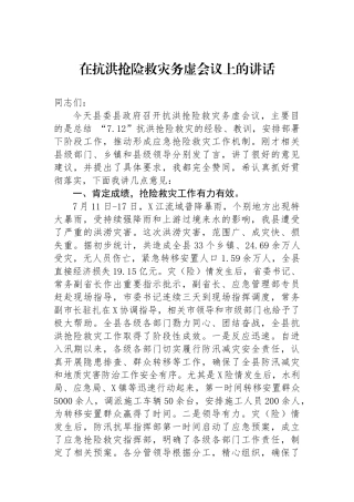 在抗洪抢险救灾务虚会议上的讲话