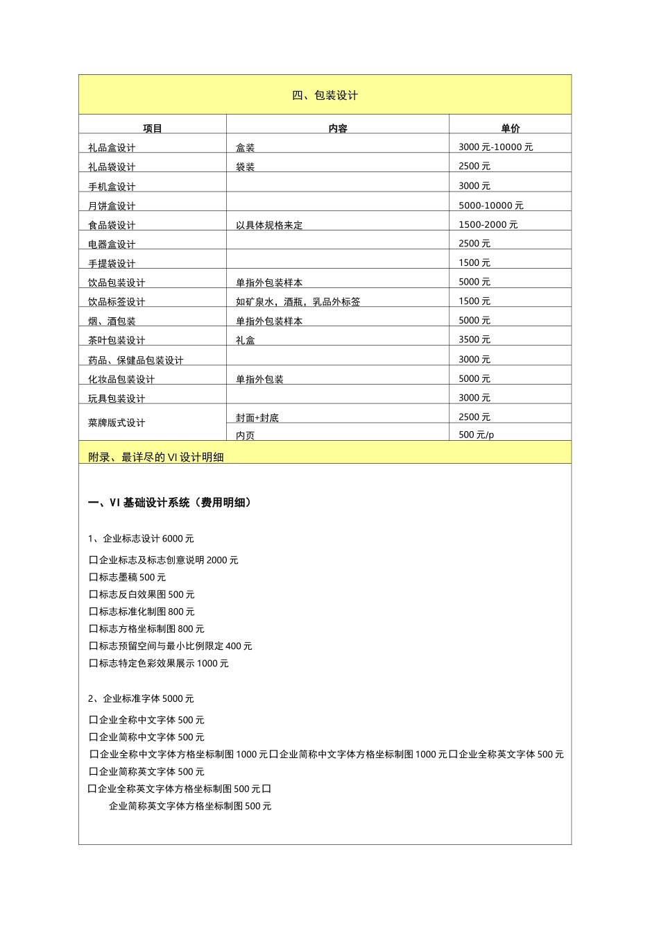 平面设计收费价格表_第2页