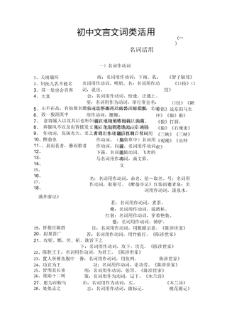 (完整)初中文言文_词类活用