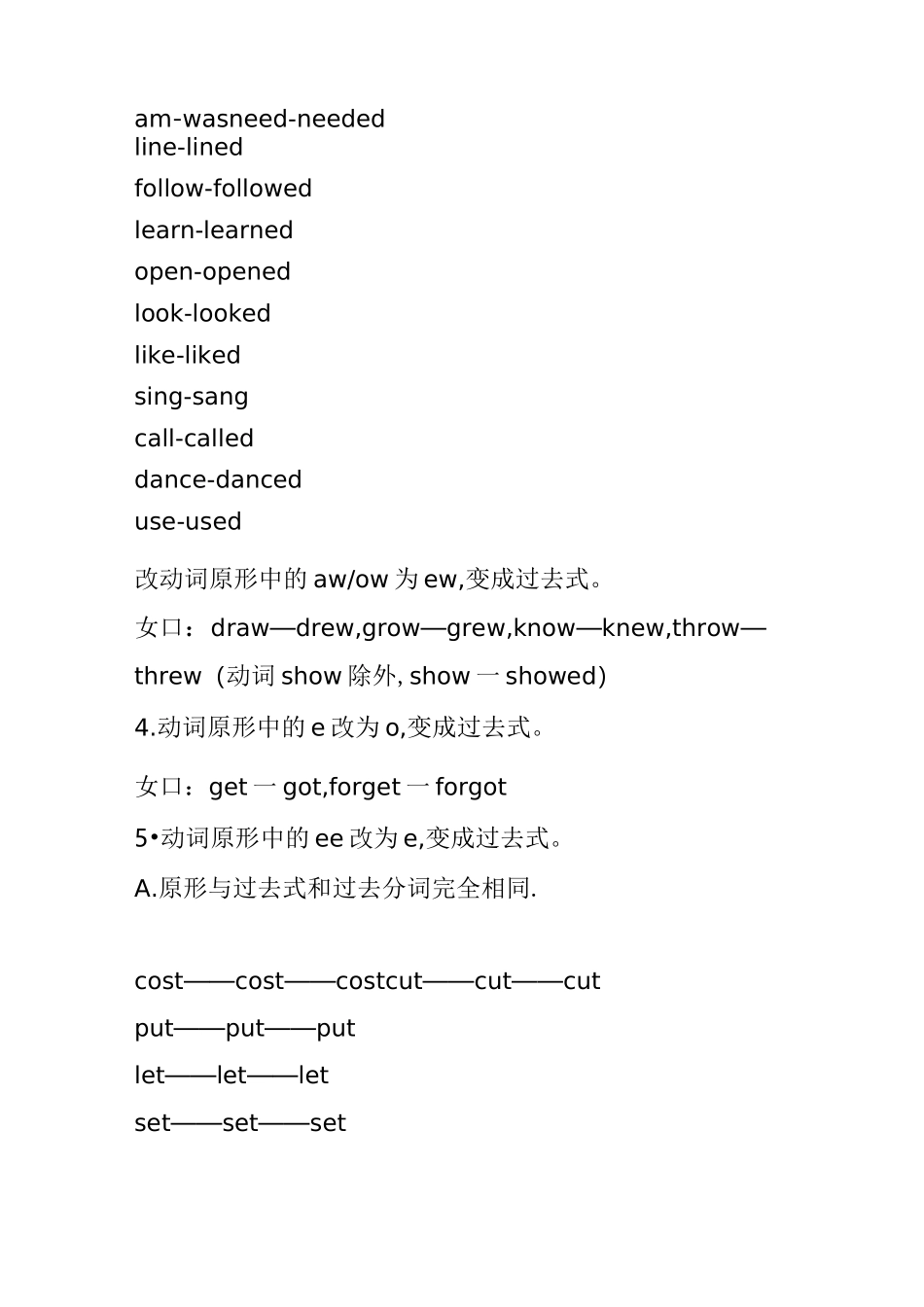 七年级英语下册英语单词全部过去式_第1页