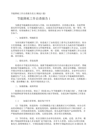 节能降耗工作自查报告