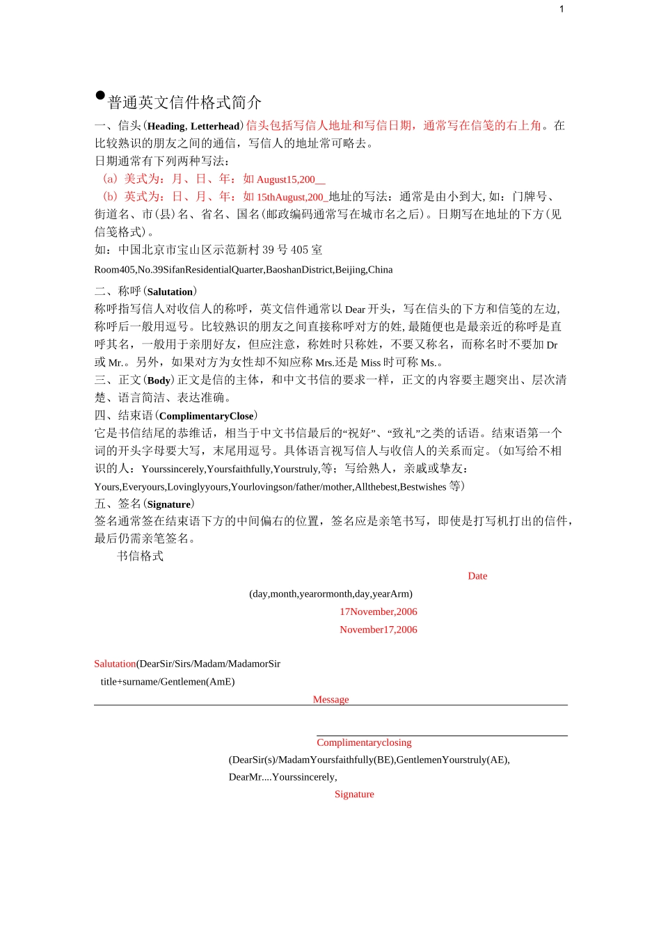 成人高考英语作文复习(信件)_第1页