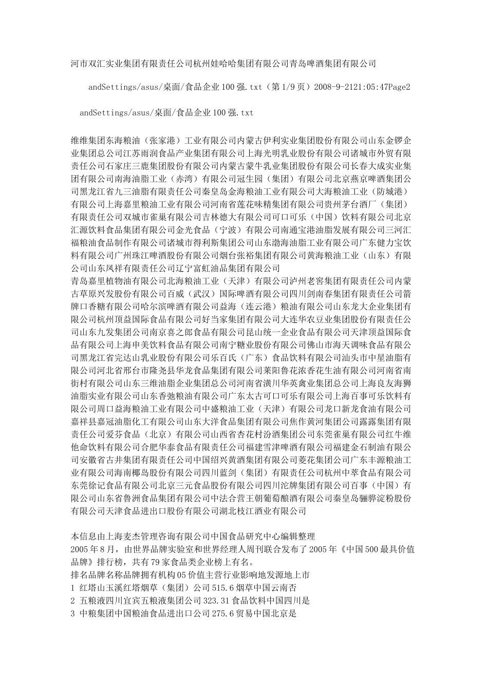 食品企业100强_第2页