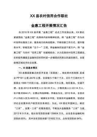 联社金惠工程工作总结