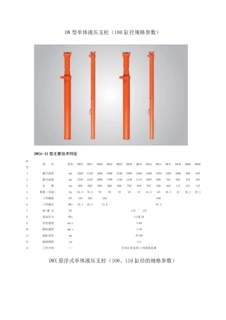 DW型单体液压支柱