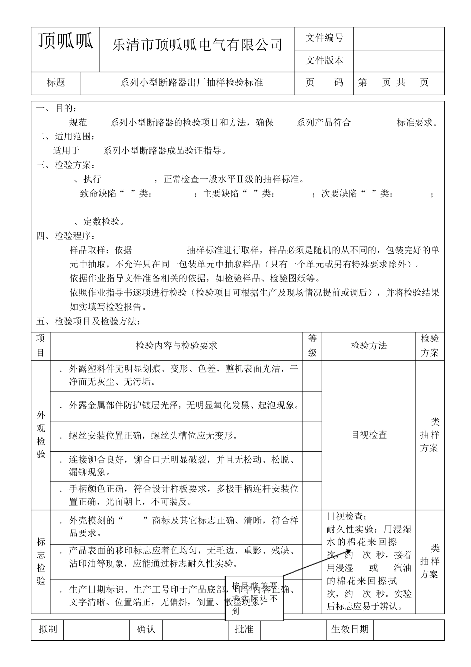 DZ47系列小型断路器检验标准_第1页