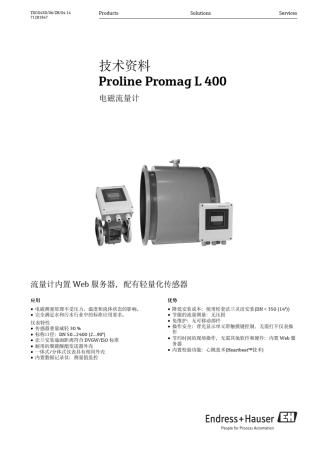 E+H5L4C电磁流量计技术样本