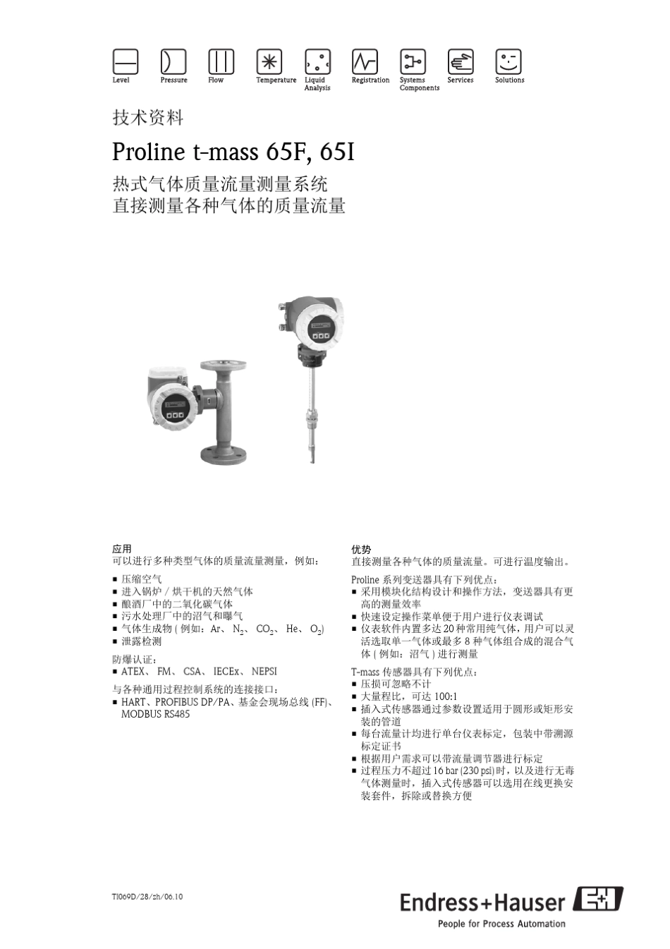 E+H热式气体流量计tmass65F_第1页