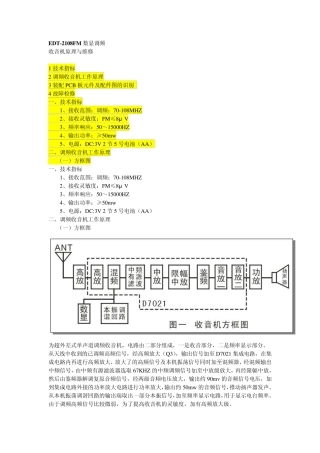 EDT2108FM数显调频收音机原理与维修