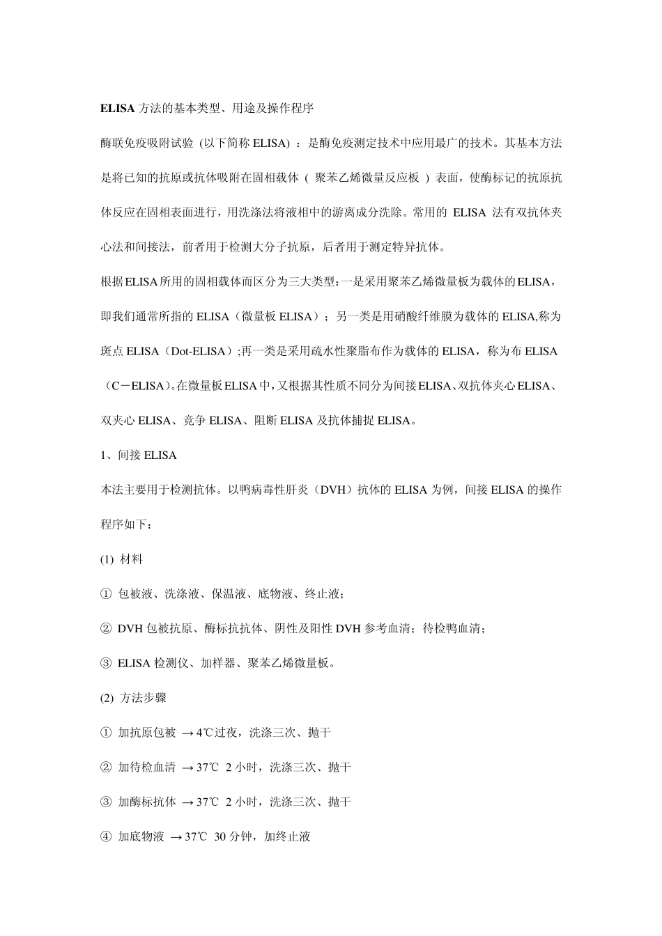 ELISA方法的基本类型、用途及操作程序_第1页