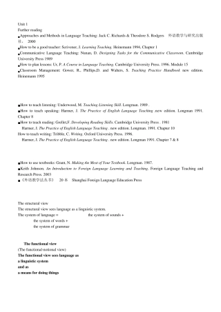 English_Teaching_英语教学法教程考试必考的知识点
