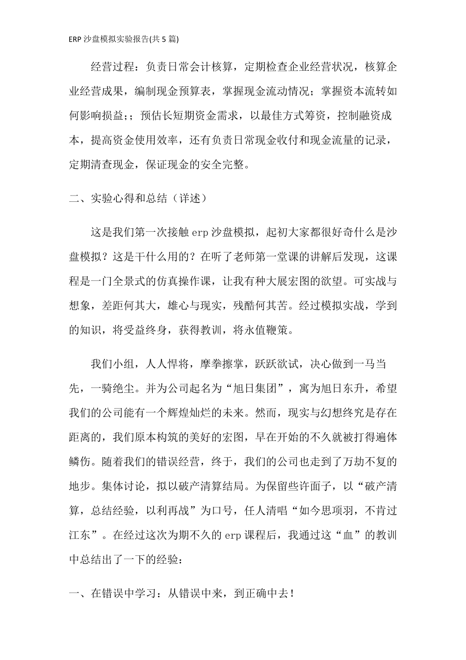 ERP沙盘模拟实验报告(共5篇)erp手工沙盘实验_第2页