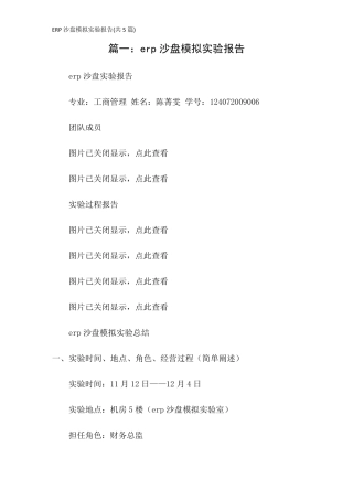 ERP沙盘模拟实验报告(共5篇)erp手工沙盘实验