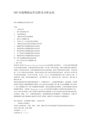ERP沙盘模拟运作过程及分析总结