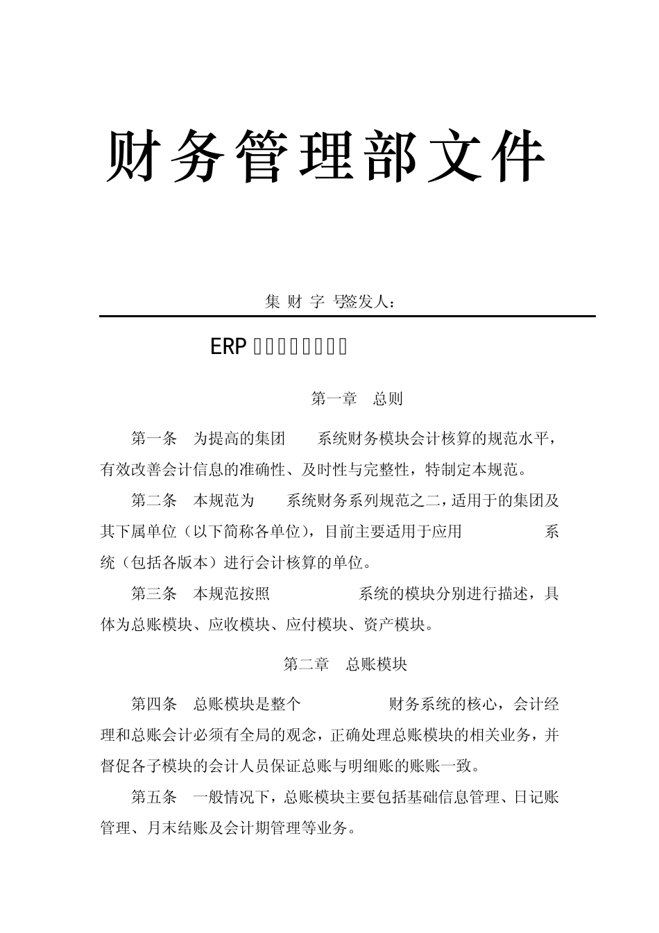 ERP系统财务模块规范_第1页