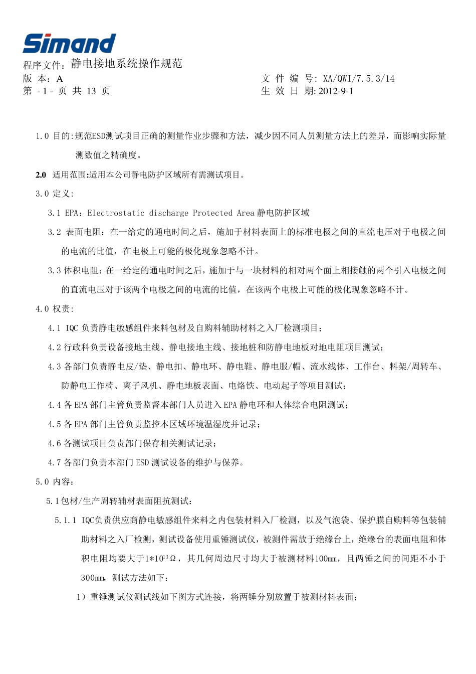 ESD测试项目操作规范_第1页