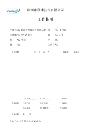 ESD管理规范及测量标准