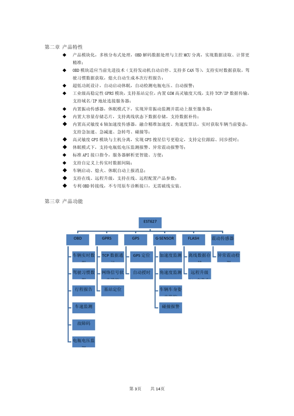 EST627Tbox汽车OBD车联网智能终端产品手册V1.0_第3页