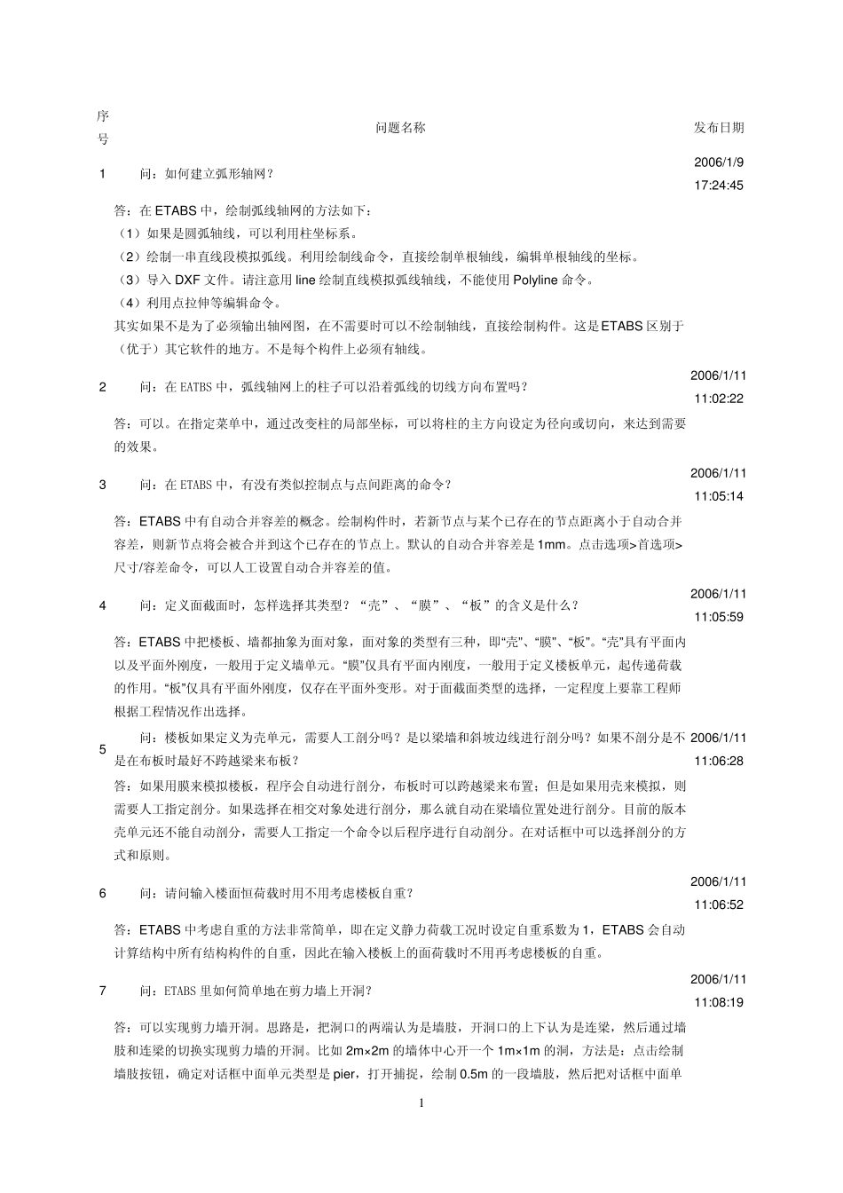 ETABS结构分析软件建模常见问题解答_第1页