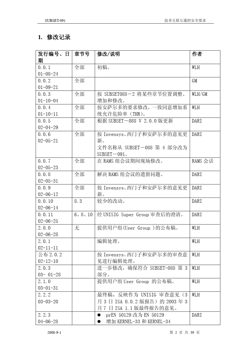 ETCS安全性完整性1级和2级的技术互用性安全性需求v0.1_第2页