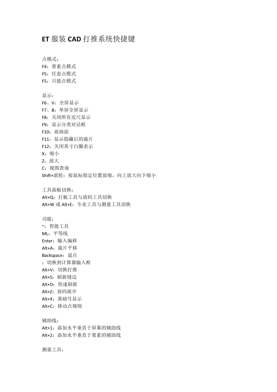 ET服装CAD系统快捷键_第1页