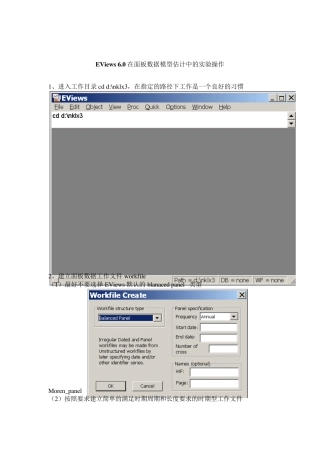 EViews6.0在面板数据模型估计中的操作