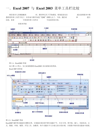 Excel2007与Excel2003菜单工具栏比较