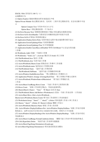 EXCELVBA常用语句300句