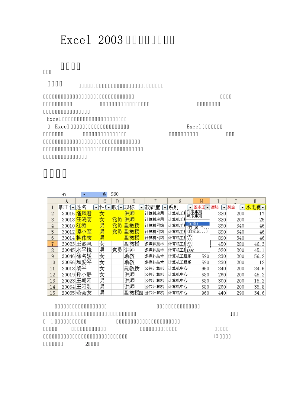 Excel_2003中的筛选功能大全_第1页