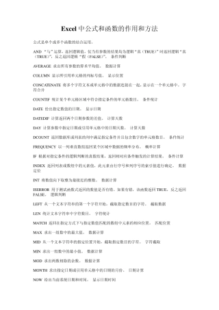 Excel中公式和函数的作用和方法