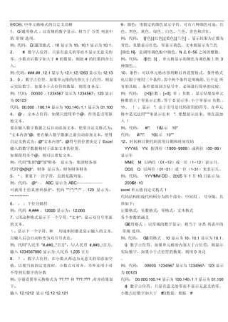 EXCEL中单元格格式的自定义详解