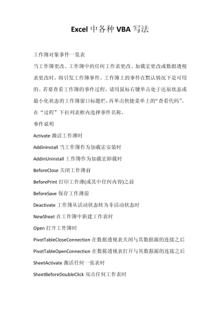 Excel中各种VBA写法