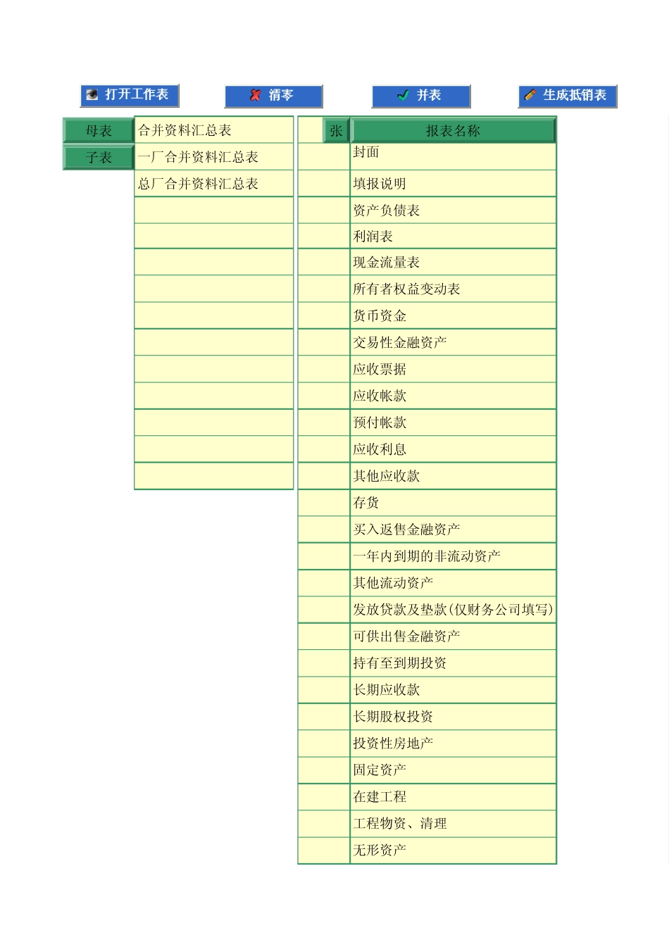 EXCEL中合并报表模板_第1页